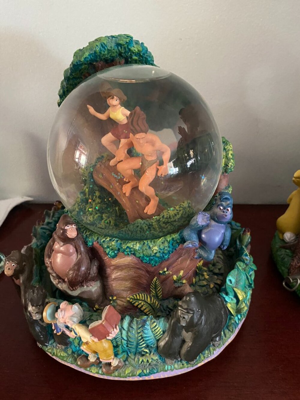 Disney Tarzan & Jane Two Worlds Music Box Carousel Snow Globe
